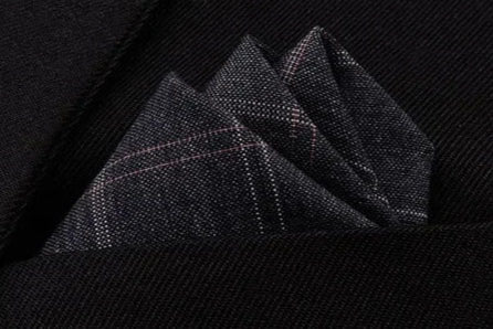 Pochette costume gris foncé rayé vieux rose 