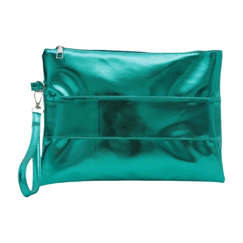 Sac et pochette dragonne verte  brillante