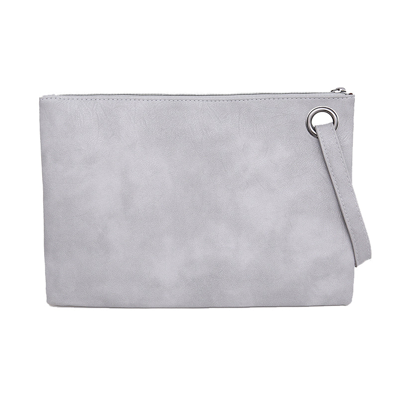 Sac pochette femme effet cuir gris clair