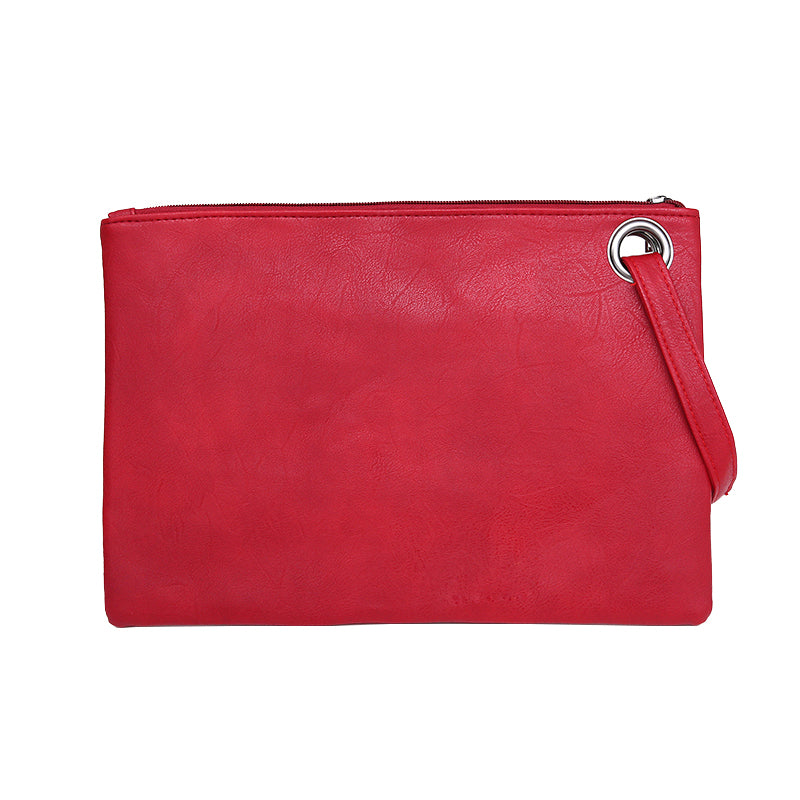Sac pochette femme effet cuir rouge