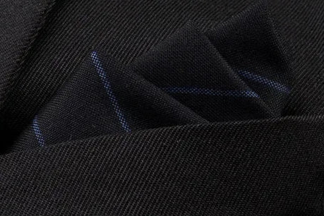 Pochette costume noire rayée bleu foncé