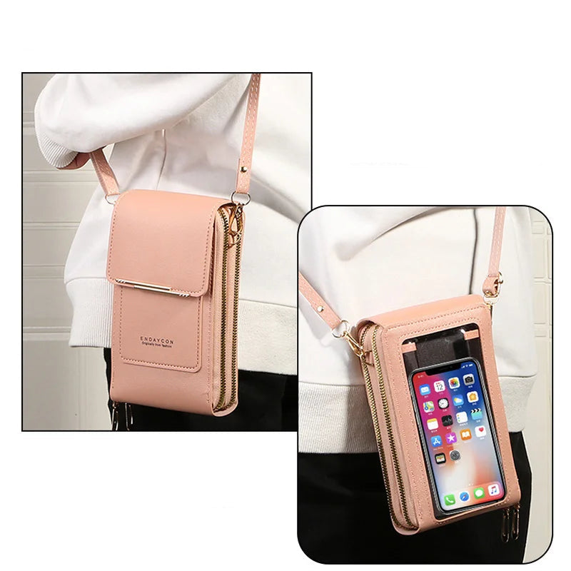 pochette bandouliere zippee ecran tactile telephone