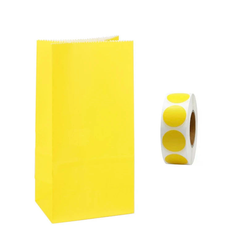 pochette cadeau papier jaune  +  etiquette assortie 