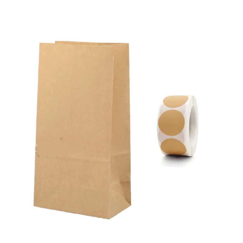 pochette cadeau papier kraft uni + etiquette assortie 