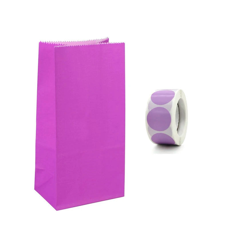 pochette cadeau papier rose fuchsia uni +  etiquette assortie 