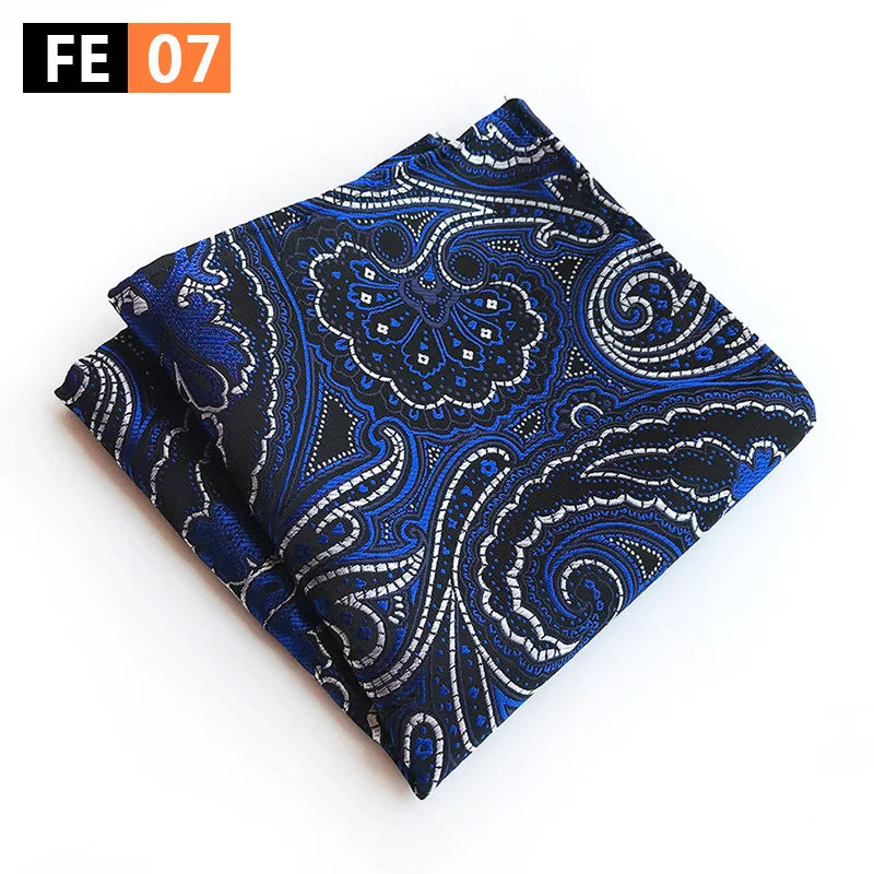 pochette costard motif cachemire bleu blanc noir 