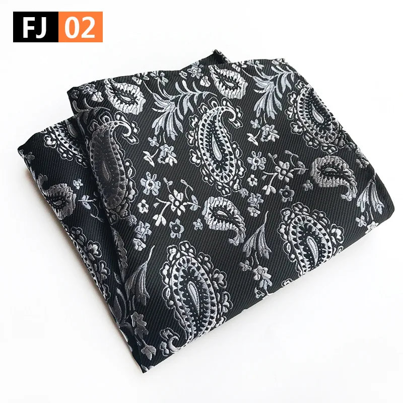 pochette costard motif cachemire noir et blanc