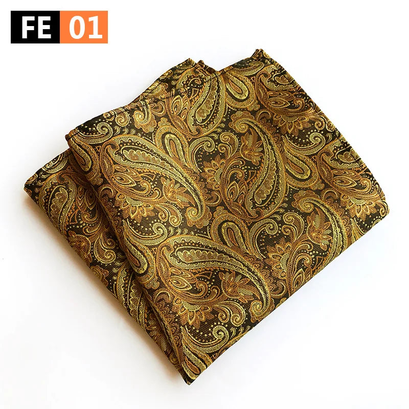pochette costard motif cachemire or jaune 