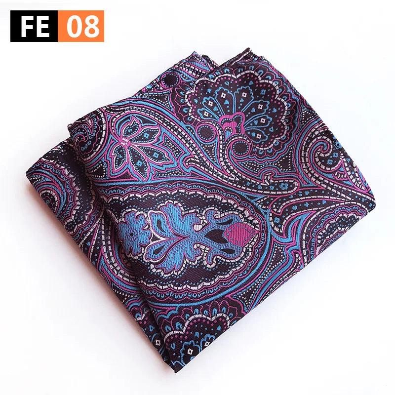 pochette costard motif cachemire prune rose bleu ciel 
