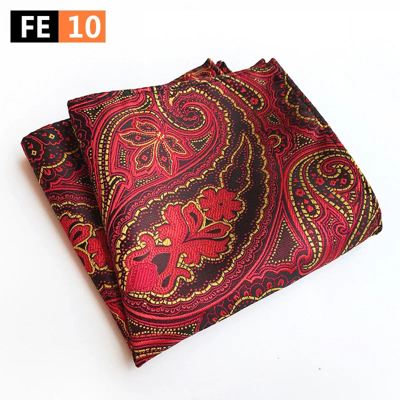 pochette costard motif cachemire rouge jaune noire