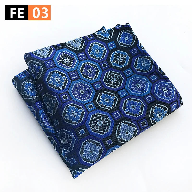 pochette costard motif geometrique  bleu 