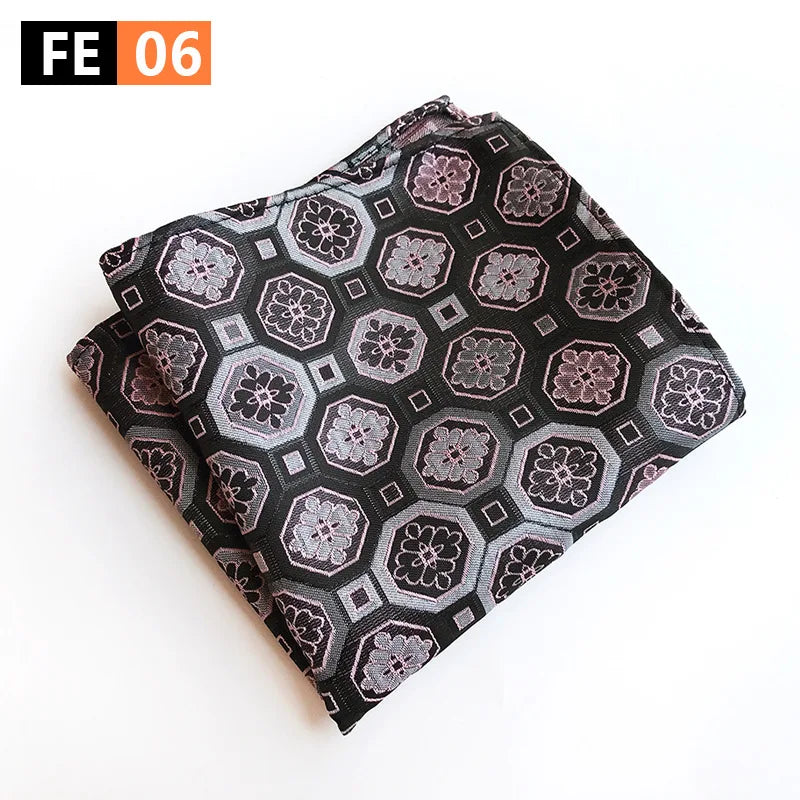 pochette costard motif geometrique noir et gris 