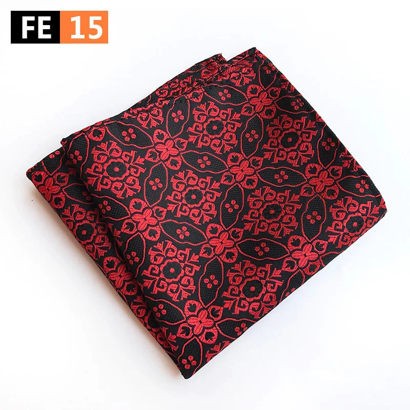 pochette costard motif geometrique persan noir et rouge