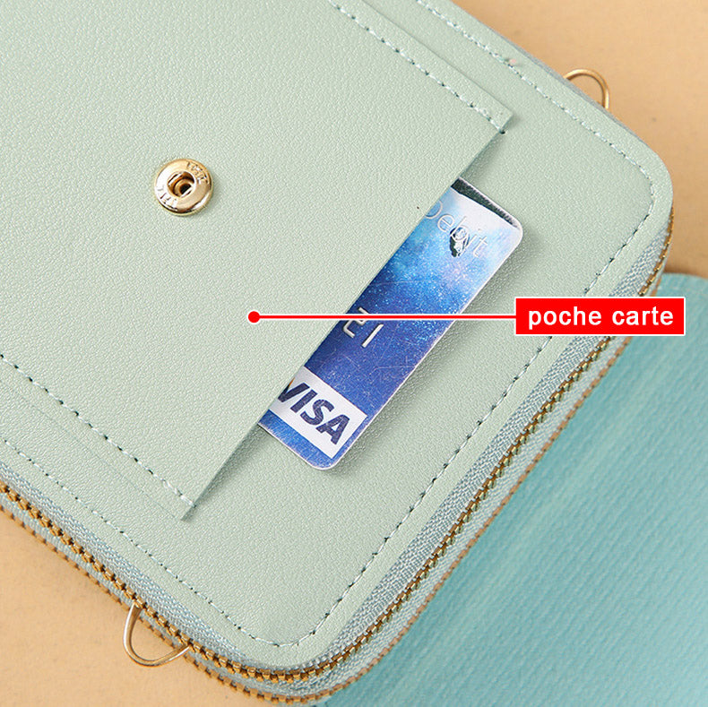 pochette femme bandouliere zippee ecran tactile telephone poche exterieure