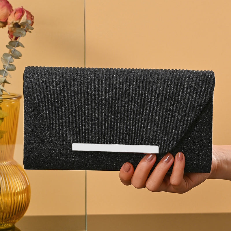 pochette luxe soirée noire paillettes 