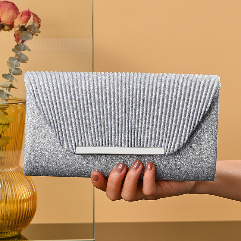 pochette luxe soirée paillettes argent