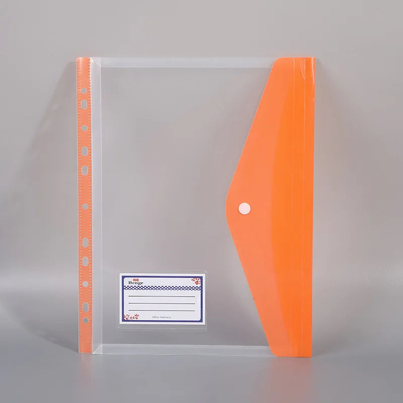 pochette rabat perforee classeur A4 details  orange