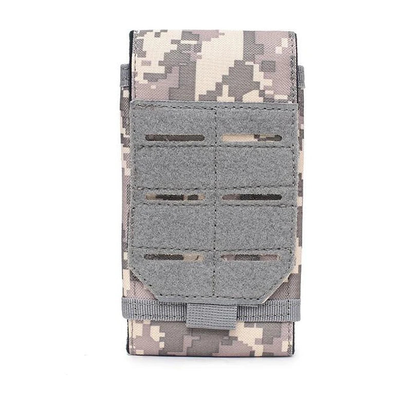pochette telephone portable militaire coloris  camouflage pixel digital gris details rabat  et passant modele A