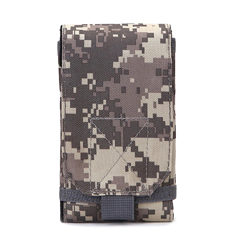 pochette telephone portable militaire coloris  camouflage pixel digital gris details rabat  et passant modele B