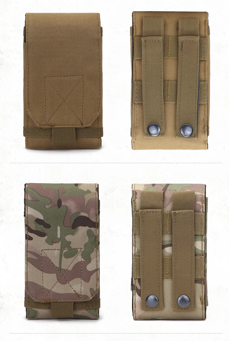 pochette telephone portable militaire coloris kaki et camouflage CCE   details rabat  et passant modele B