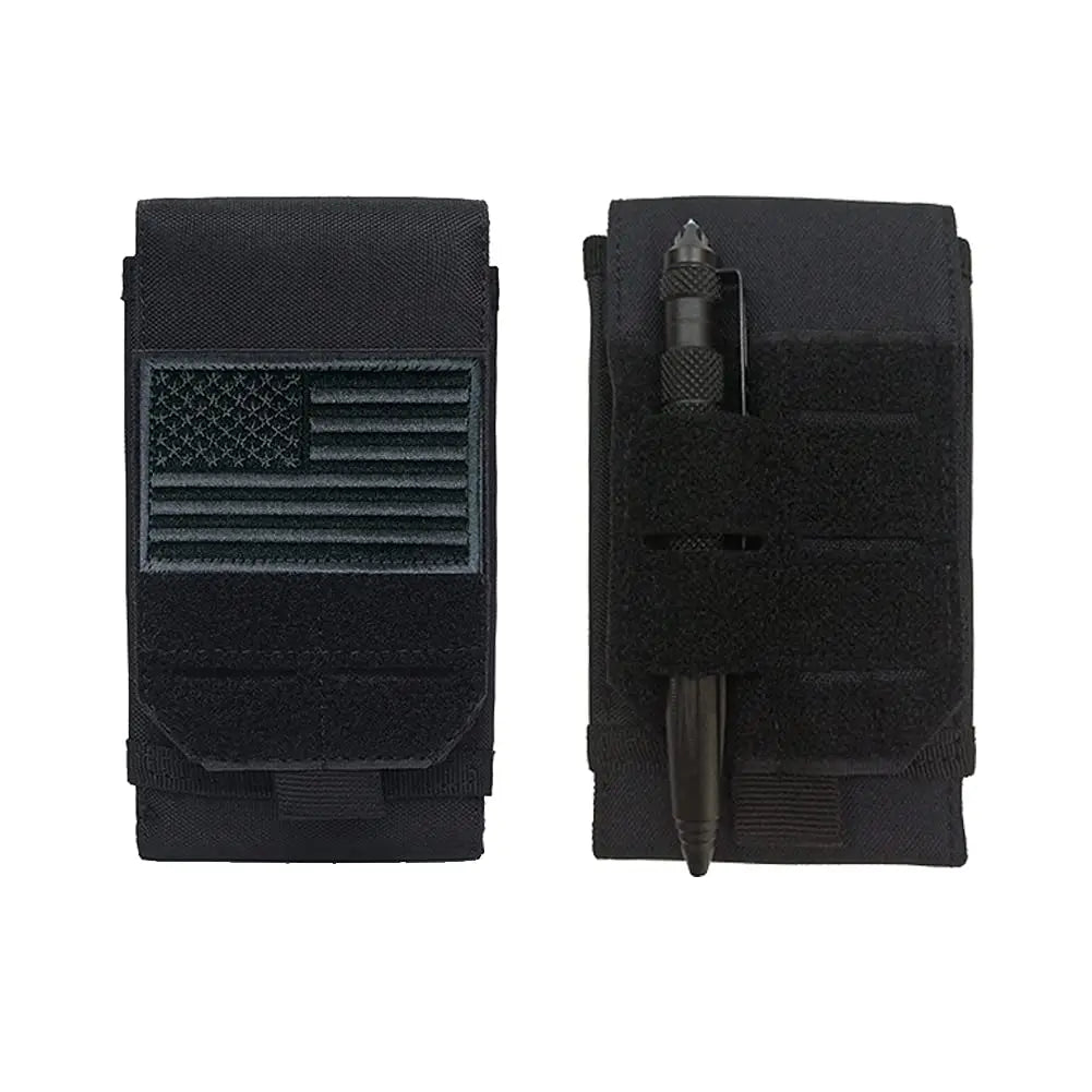 pochette telephone portable militaire coloris noir details rabat et passant modele A velcro