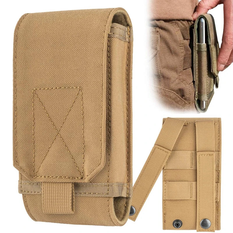 pochette telephone portable militaire coloris  sable details ceinture passant